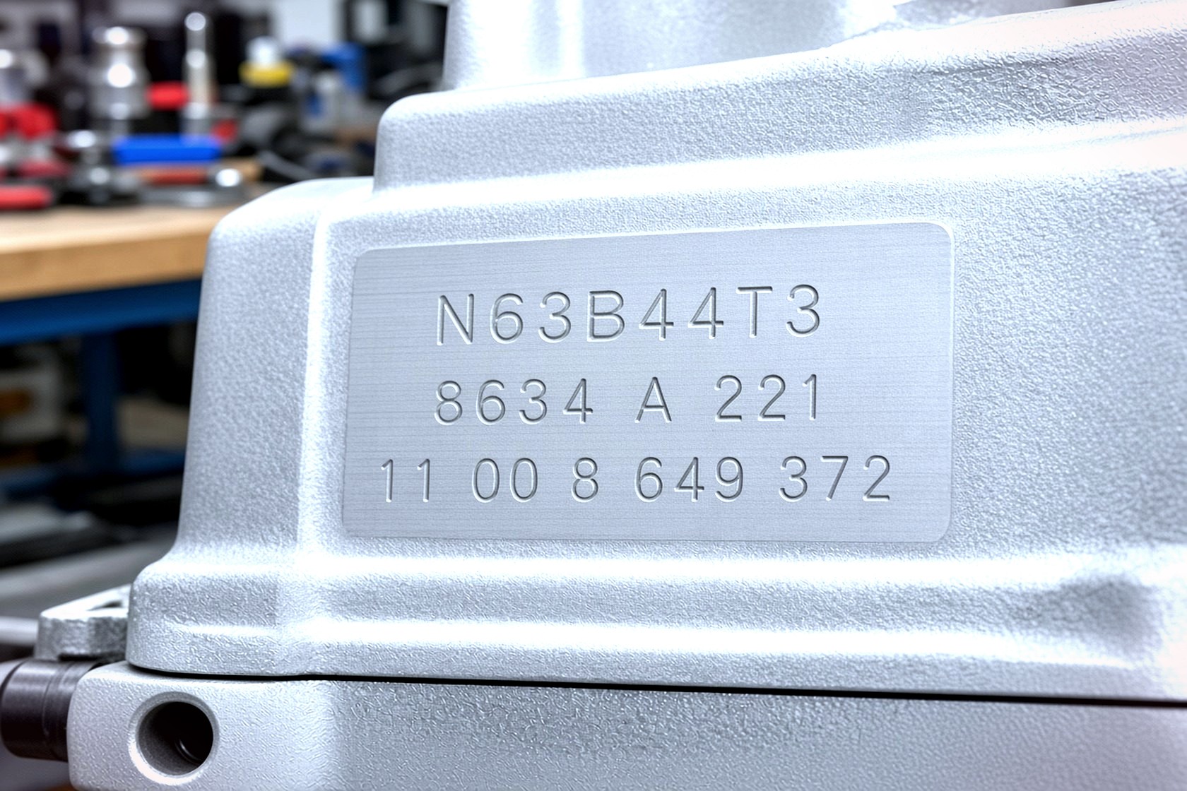 Engine stamp close-up